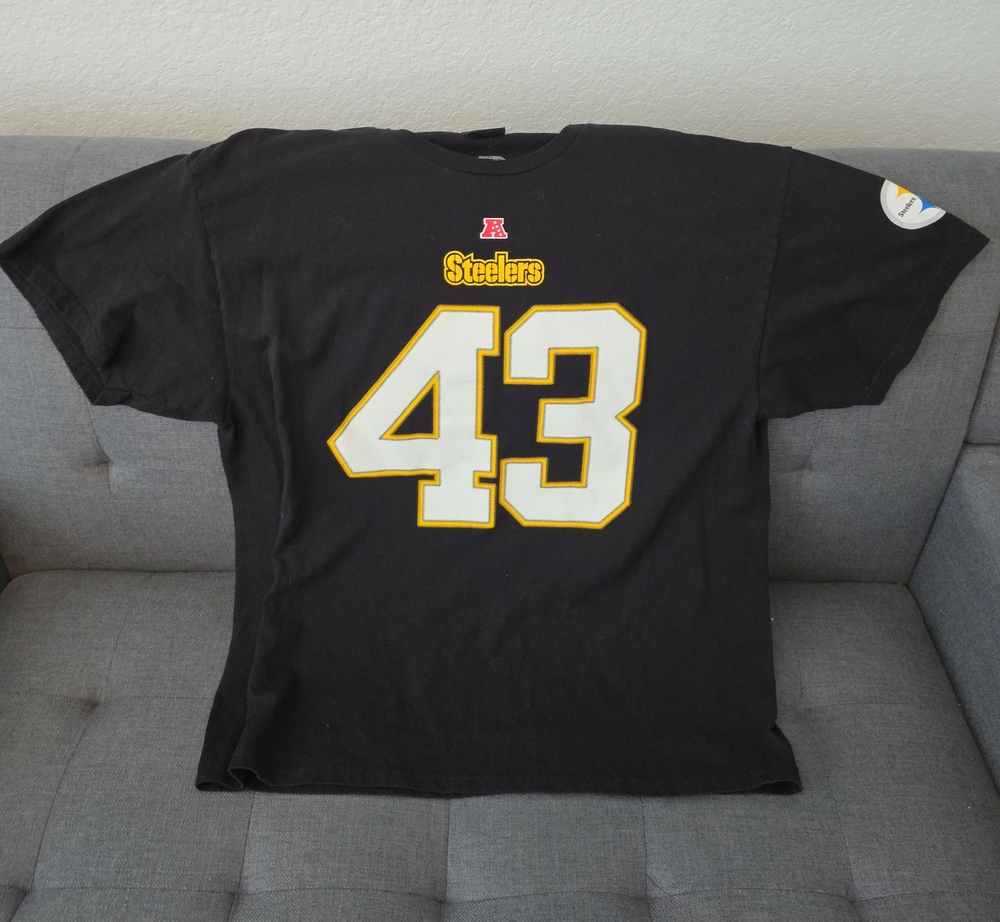 NFL Steelers #43 Black Tee with White and Gold Accent